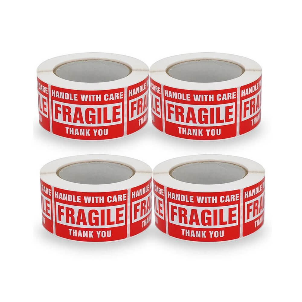 1 Roll enKo 2 x 3 Fragile Stickers Handle with Care Warning Packing/Shipping Label 1 Roll, 500 Labels Permanent Adhesive 
