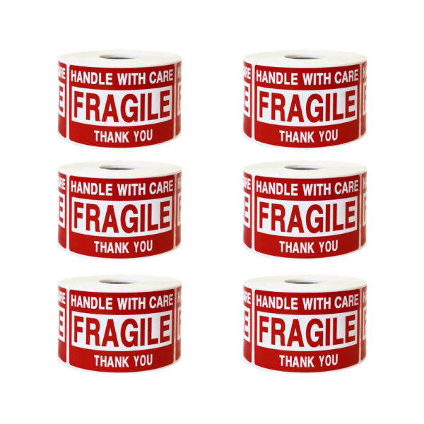 Eiono Fragile Warning Shipping Label Stickers Set of 6 Rolls