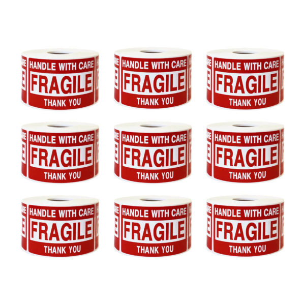 Eiono Fragile Warning Shipping Label Stickers Set of 9 Rolls