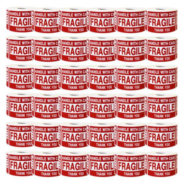 Eiono Fragile Warning Shipping Label Stickers Set of 36 Rolls