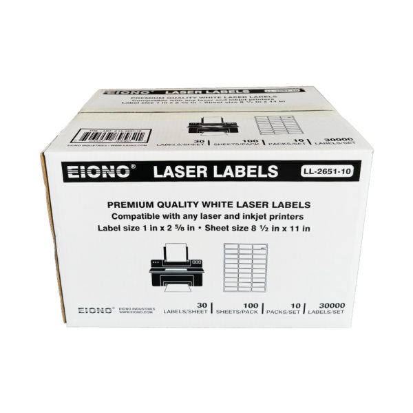 EIONO® White Laser Labels – 2.625" x 1" (30 Labels per Sheet) - Image 3