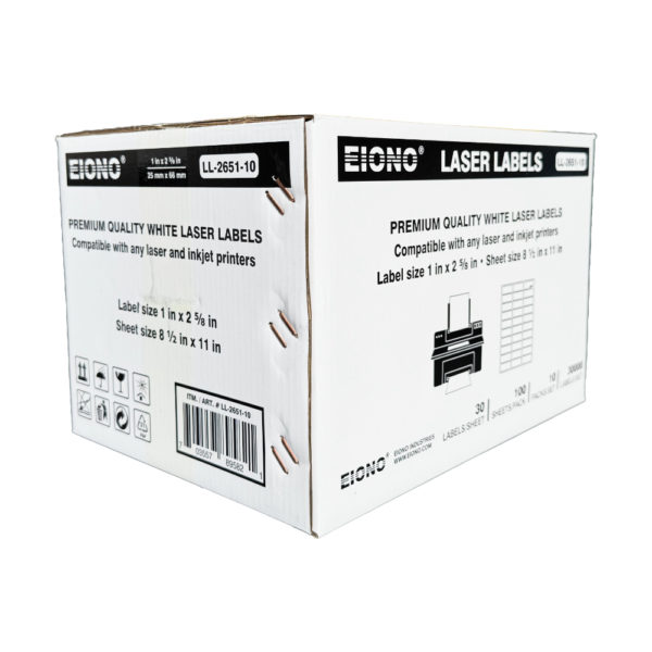 EIONO® White Laser Labels – 2.625" x 1" (30 Labels per Sheet) - Image 2