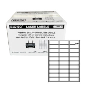 EIONO LL265110 Laser Labels 1 in x2 5:8 in Set of 1000 Sheets