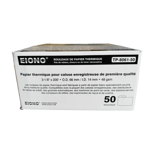 EIONO® 3 1/8" x 200' Thermal Paper Receipt Rolls 48 GSM Set of 50 Rolls - Image 3