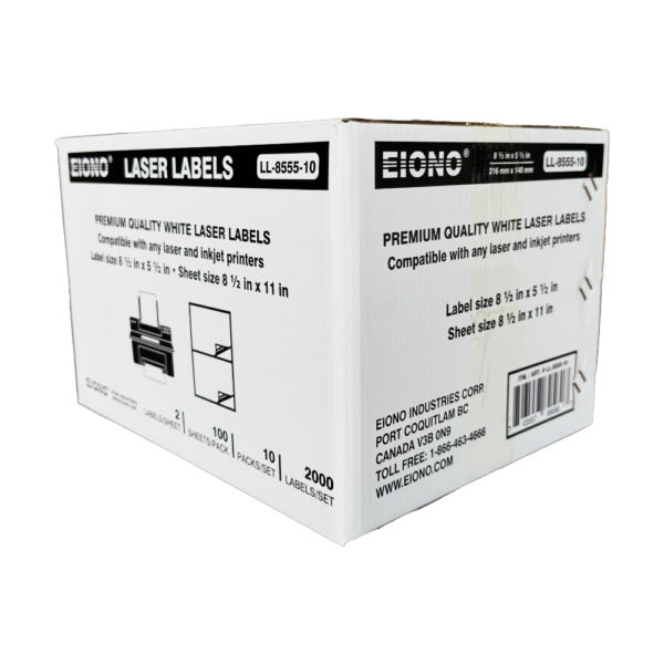 EIONO® White Laser Labels – 8.5" x 5.5" (2 Labels per Sheet) - Image 4