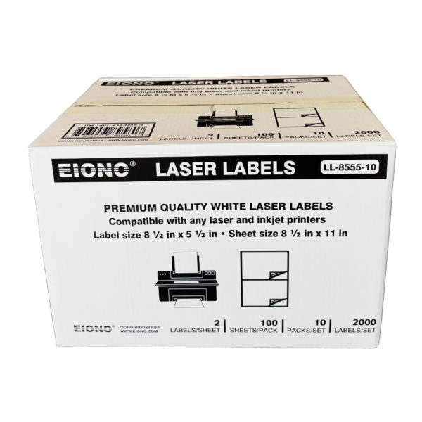 EIONO® White Laser Labels – 8.5" x 5.5" (2 Labels per Sheet) - Image 2