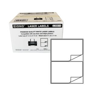 EIONO® White Laser Labels – 8.5" x 5.5" (2 Labels per Sheet)