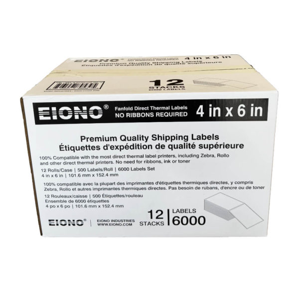 Eiono Brand Direct Thermal Labels Fanfold 4X6