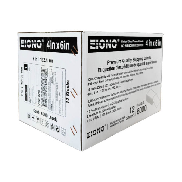 Eiono Brand Direct Thermal Labels Fanfold 4 in X 6 in