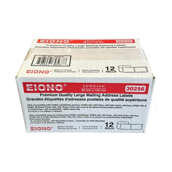 Eiono Compatible DYMO 30256 Large Shipping Labels Size 2-5/16″ x 4″ Set of 12 Rolls