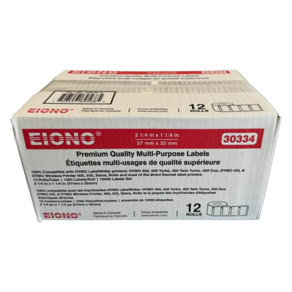 EIONO Compatible DYMO 30334 Multipurpose Barcode Labels 2-1/4″ x 1-1/4″(57mm x 32mm) Set of 12 Rolls