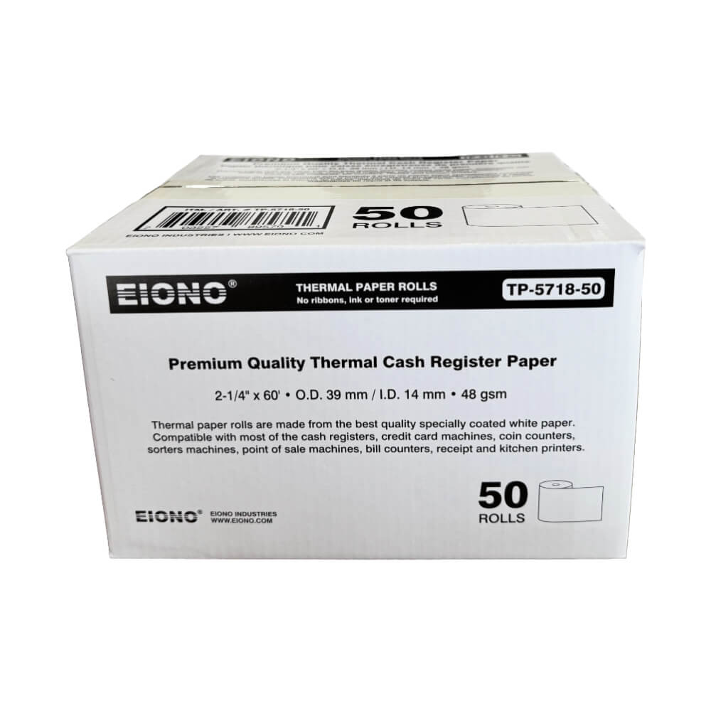 2-1/4 X 50 Ft Thermal Paper Rolls – 600 Rolls Cash Register POS Receipt Paper, Unbranded Bulk Pack